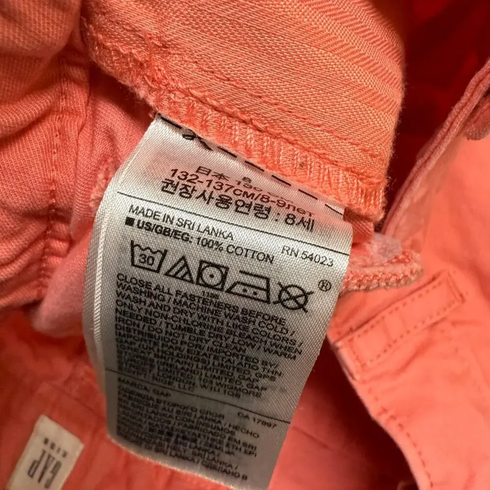 Gap Girls Shorts Size 8 Peach Coral Cuffed Shortie Cupid Pink‎